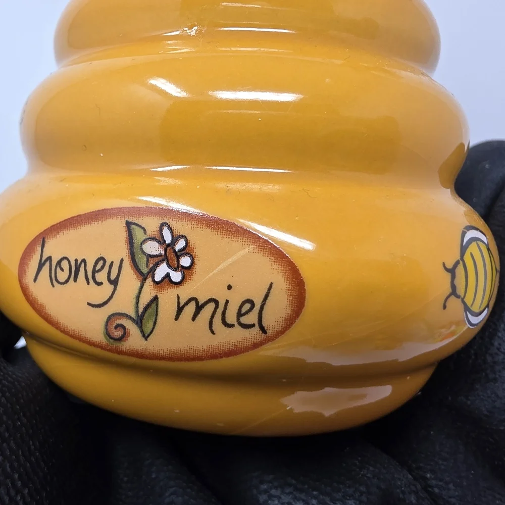 Ceramic Mini Honey Jar 140ml with Lid and Dipper Stick Retro Honey Storage Conta